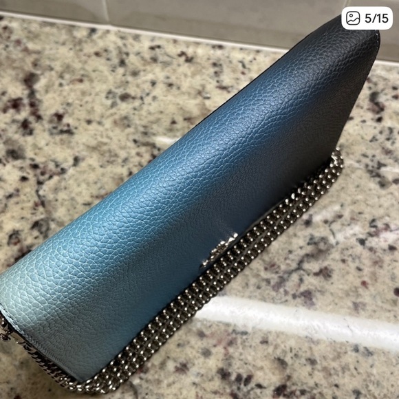 Coach Ombré Blue Pebbled Leather foldover Crossbody Bag EUC - Picture 4 of 9